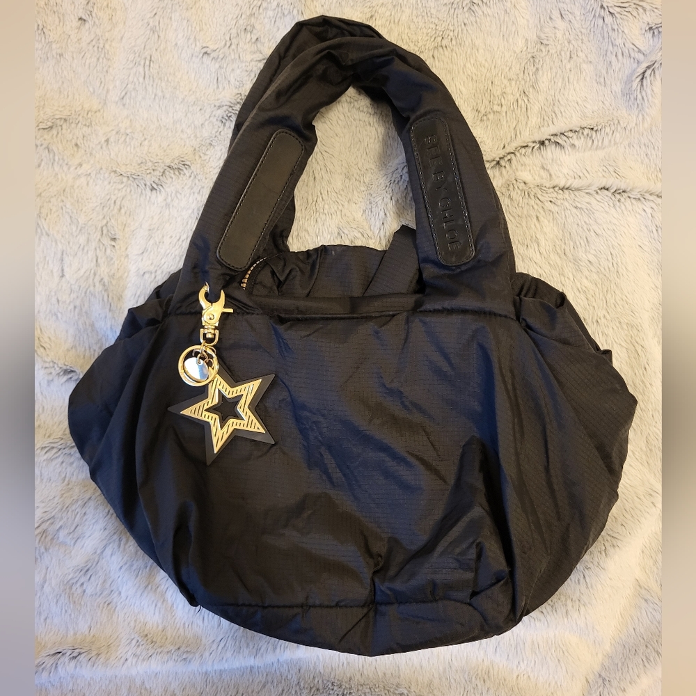 Black See By Chloe Nylon Shoulder Bag & Star Charm